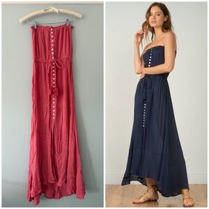 EUC - Elan Pink Strapless Front Slit Maxi Dress (S)
